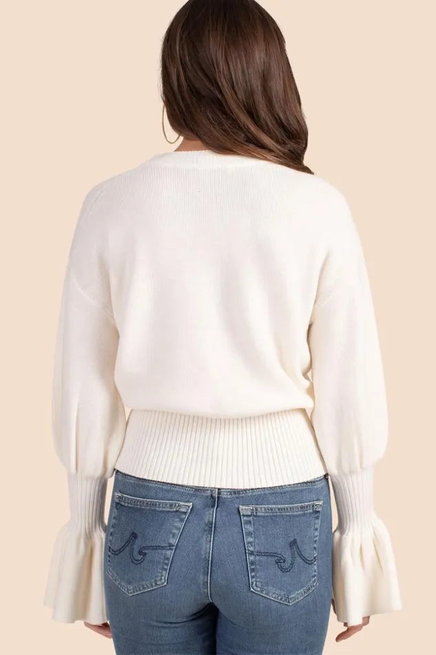 SHOP Trina Turk SWEATERS and KNITS CHLOE RUFFLE PULLOVER