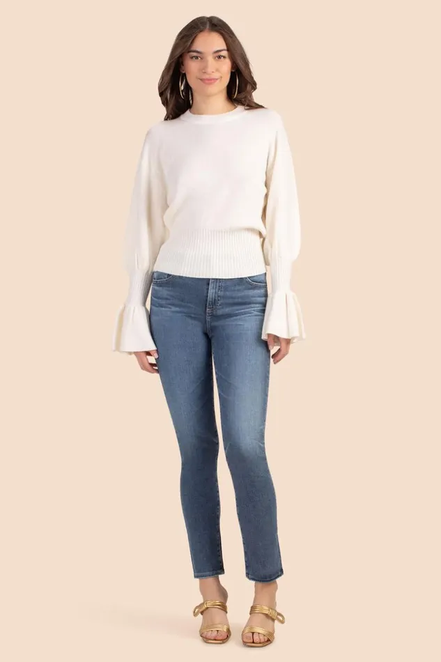 SHOP Trina Turk SWEATERS and KNITS CHLOE RUFFLE PULLOVER