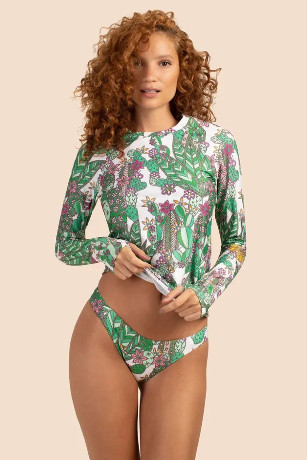 SHOP Trina Turk SWIM TOPS WOMEN039S CACTI LONG SLEEVE CREWNECK SWIM TEE