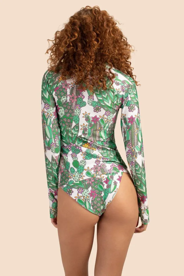SHOP Trina Turk SWIM TOPS WOMEN039S CACTI LONG SLEEVE CREWNECK SWIM TEE