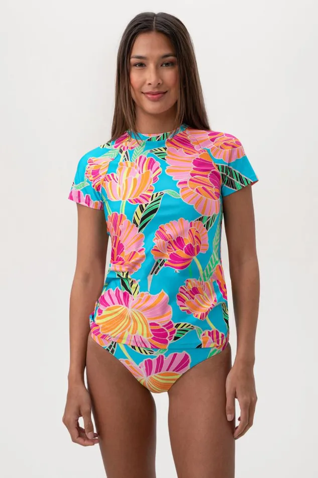 SHOP Trina Turk SWIM TOPS WOMEN039S POPPY SHORT SLEEVE CREWNECK SWIM TEE