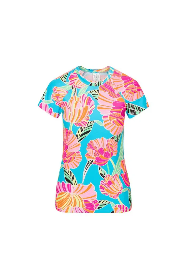 SHOP Trina Turk SWIM TOPS WOMEN039S POPPY SHORT SLEEVE CREWNECK SWIM TEE
