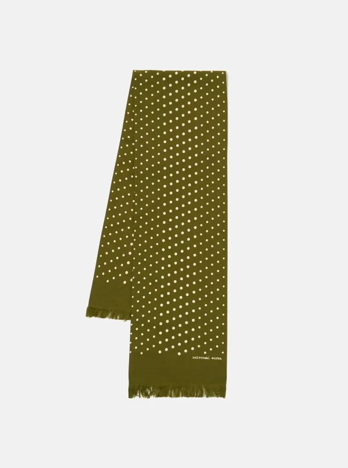 Short Scarf In Green Dot Print Men Universal Works Scarves