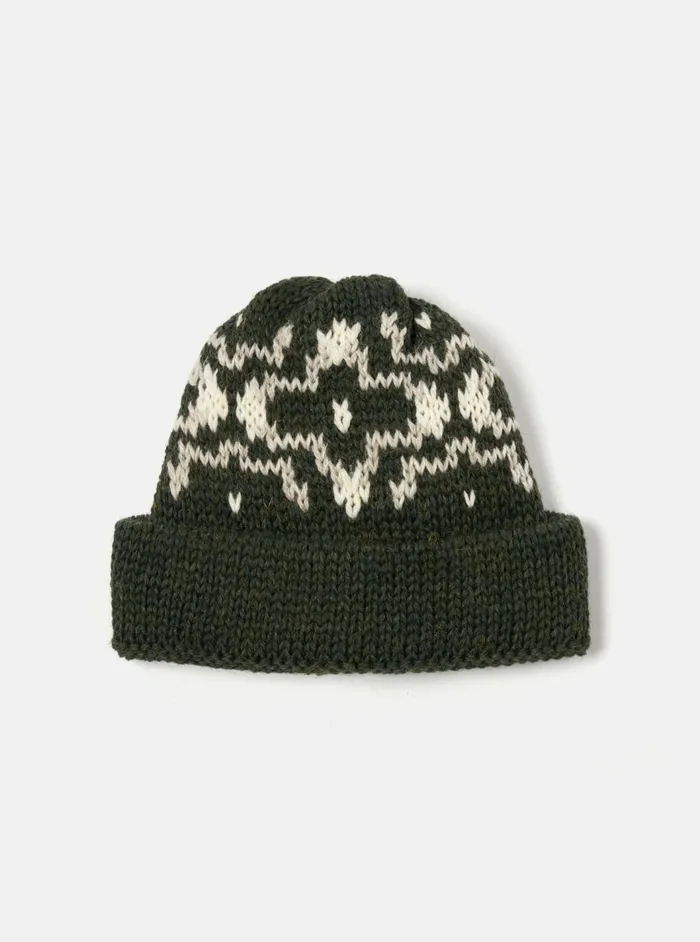 Short Watch Cap In OliveNatural British Wool Men Universal Works Hats