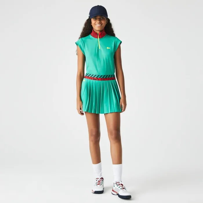 Shorts and Skirts Women Lacoste Women039s SPORT BuiltIn Short Pleated Tennis Skirt Green Navy Blue Yh5