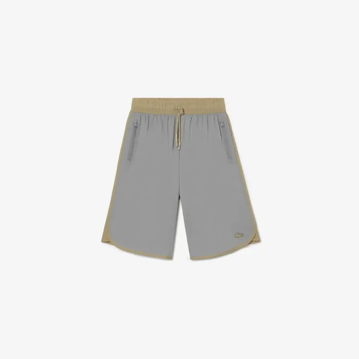 Shorts and Skirts Women Lacoste Womens TwoTone Bermuda Shorts Grey Beige 7mt