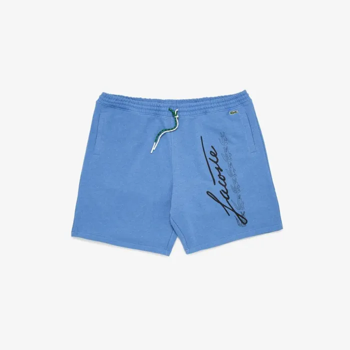 Shorts and Swim Men Lacoste Men039s Branded Cotton Shorts Blue Chine Hg3