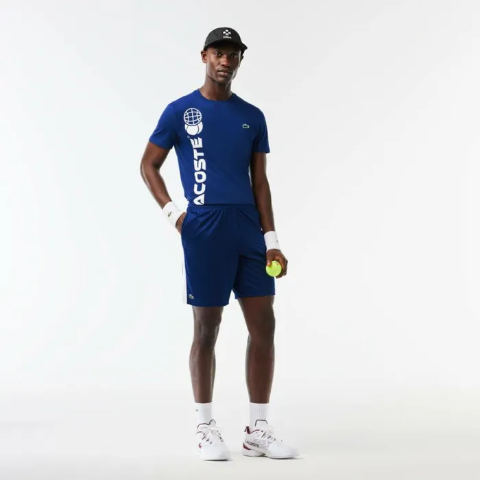 Shorts and Swim Men Lacoste Men039s Lacoste Tennis X Daniil Medvedev Regular Fit Shorts Navy Blue White Li4
