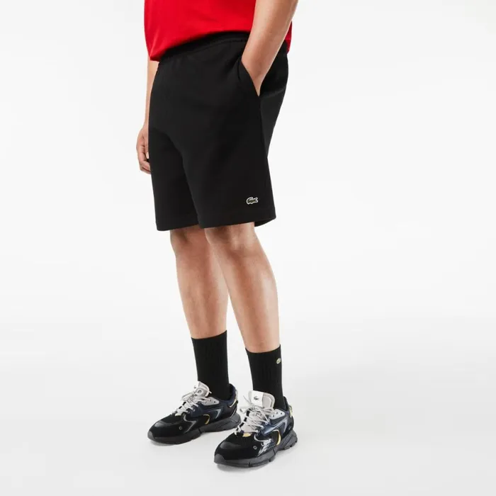 Shorts and Swim Men Lacoste Mens Big Fit Organic Cotton Brushed Fleece Shorts Black 031