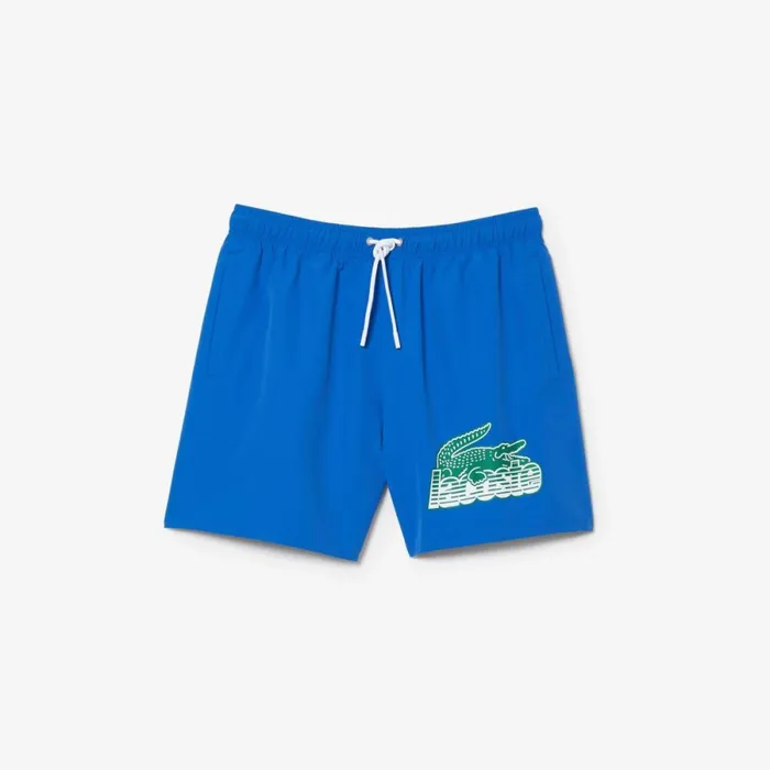 Shorts and Swim Men Lacoste Mens QuickDry Swim Trunks With Travel Bag Kingdom Blue Kxb