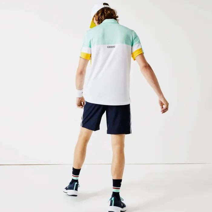 Shorts and Swim Men Lacoste Mens SPORT Contrast Bands Lightweight Shorts Navy Blue Yellow White Apk