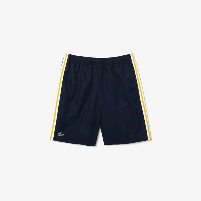 Shorts and Swim Men Lacoste Mens SPORT Contrast Bands Lightweight Shorts Navy Blue Yellow White Apk