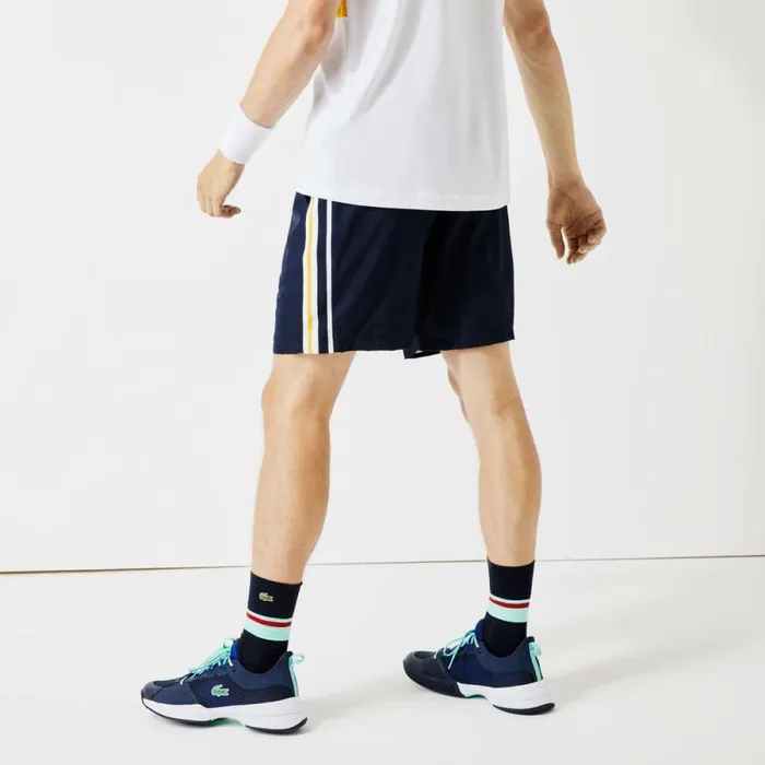 Shorts and Swim Men Lacoste Mens SPORT Contrast Bands Lightweight Shorts Navy Blue Yellow White Apk