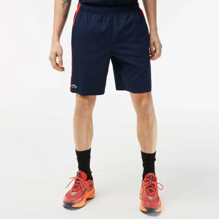 Shorts and Swim Men Lacoste Mens Tennis Shorts Navy Blue Red Orange Xii