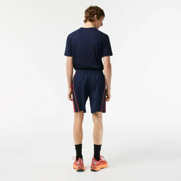 Shorts and Swim Men Lacoste Mens Tennis Shorts Navy Blue Red Orange Xii