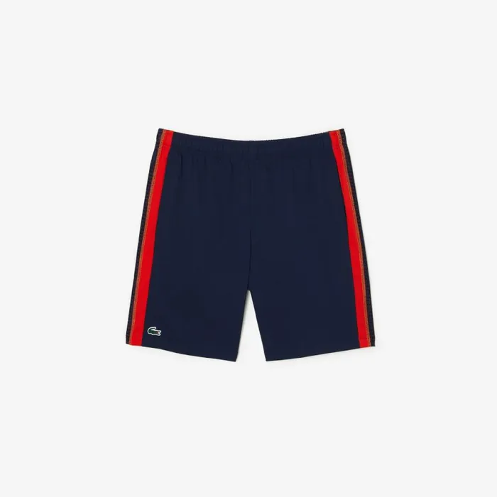 Shorts and Swim Men Lacoste Mens Tennis Shorts Navy Blue Red Orange Xii