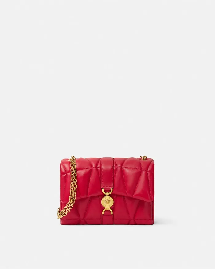 Shoulder and Crossbody Women Versace Kleio Quilted Shoulder Bag Red