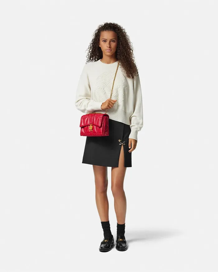 Shoulder and Crossbody Women Versace Kleio Quilted Shoulder Bag Red