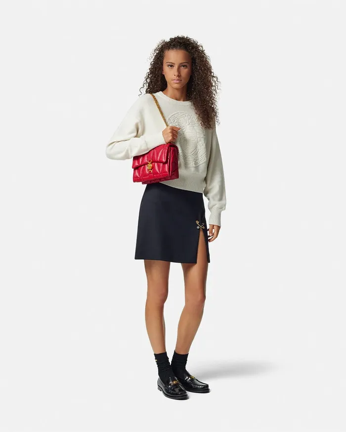 Shoulder and Crossbody Women Versace Kleio Quilted Shoulder Bag Red