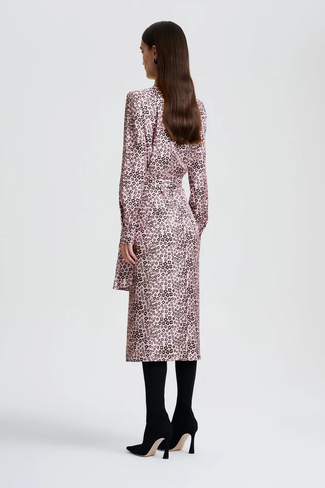 SILK FLORAL WRAP DRESS PINKBLACK Dresses Scanlan Theodore Women SILK FLORAL WRAP DRESS PINKBLACK Dresses Scanlan Theodore Women