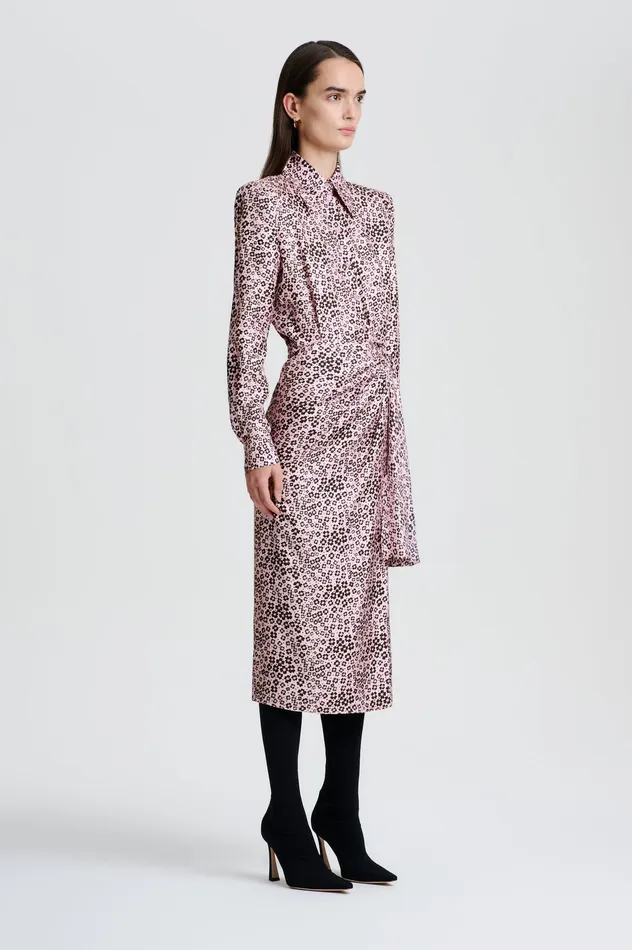 SILK FLORAL WRAP DRESS PINKBLACK Dresses Scanlan Theodore Women SILK FLORAL WRAP DRESS PINKBLACK Dresses Scanlan Theodore Women