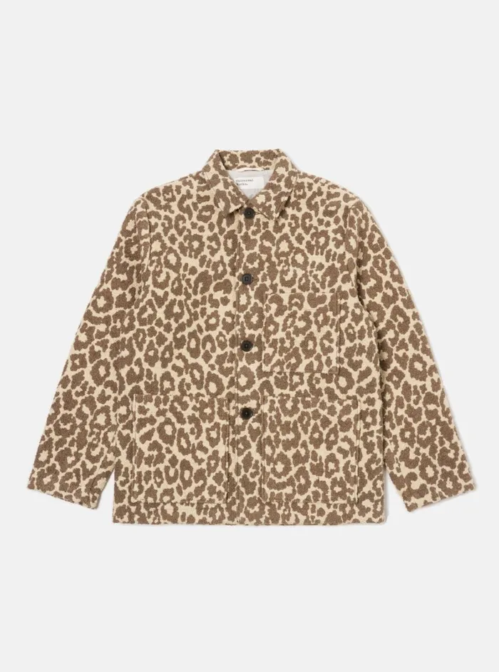 Simple Bakers Jacket In Natural Crazy Leopard Men Universal Works Coats and Outerwear