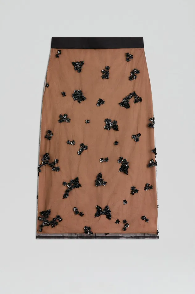 Skirts BEADED TULLE PENCIL SKIRT BLACK 8211 Scanlan Theodore Women Skirts BEADED TULLE PENCIL SKIRT BLACK 8211 Scanlan Theodore Women