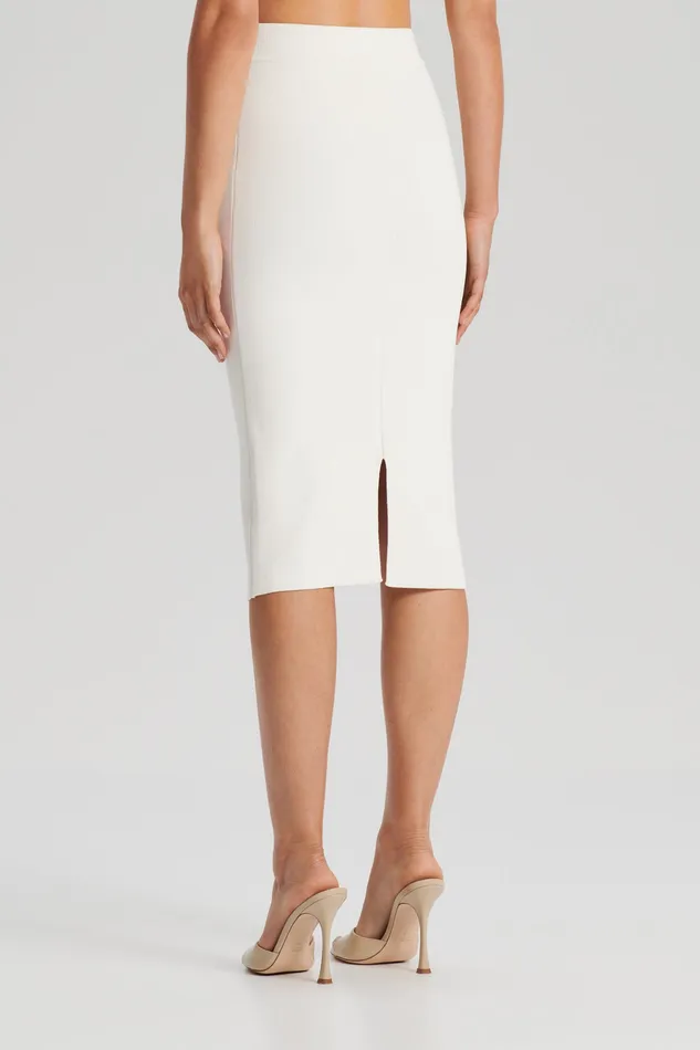 Skirts CREPE KNIT SLIT BACK SKIRT CREAM Scanlan Theodore Women