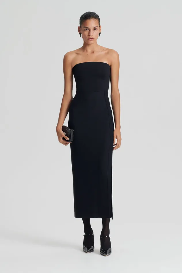 Skirts Scanlan Theodore Women CREPE KNIT SPLIT SKIRT BLACK
