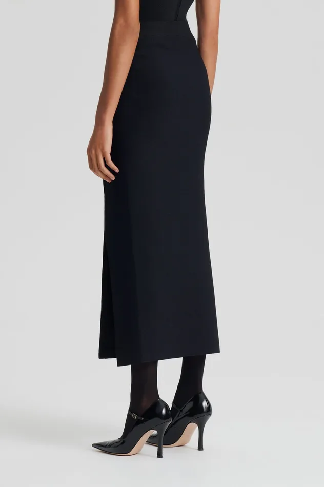 Skirts Scanlan Theodore Women CREPE KNIT SPLIT SKIRT BLACK Skirts Scanlan Theodore Women CREPE KNIT SPLIT SKIRT BLACK