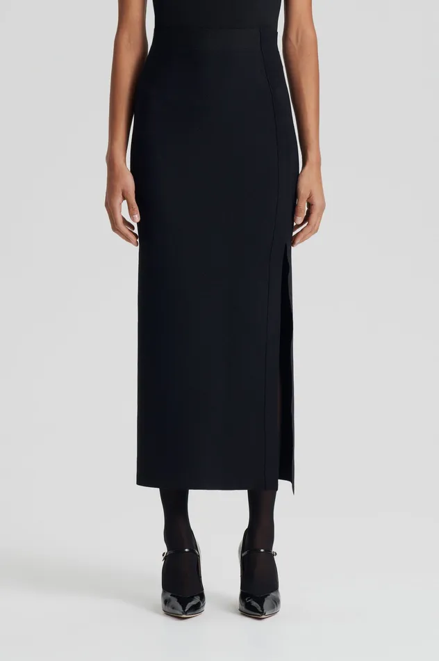 Skirts Scanlan Theodore Women CREPE KNIT SPLIT SKIRT BLACK Skirts Scanlan Theodore Women CREPE KNIT SPLIT SKIRT BLACK