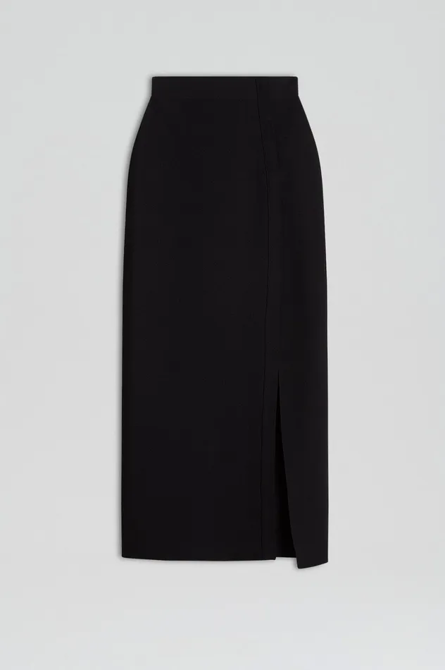 Skirts Scanlan Theodore Women CREPE KNIT SPLIT SKIRT BLACK Skirts Scanlan Theodore Women CREPE KNIT SPLIT SKIRT BLACK