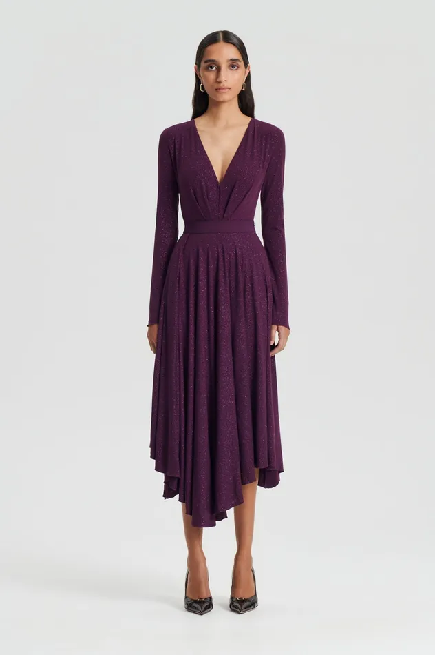 Skirts Scanlan Theodore Women TINSEL DRAPE SKIRT AUBERGINE