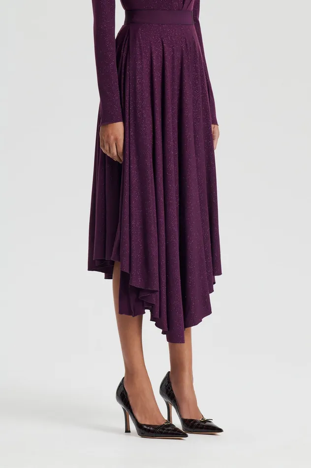 Skirts Scanlan Theodore Women TINSEL DRAPE SKIRT AUBERGINE Skirts Scanlan Theodore Women TINSEL DRAPE SKIRT AUBERGINE