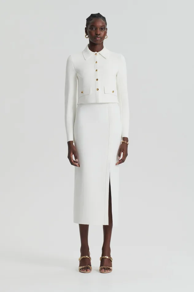 Skirts Women CREPE KNIT SPLIT SKIRT CREAM Scanlan Theodore