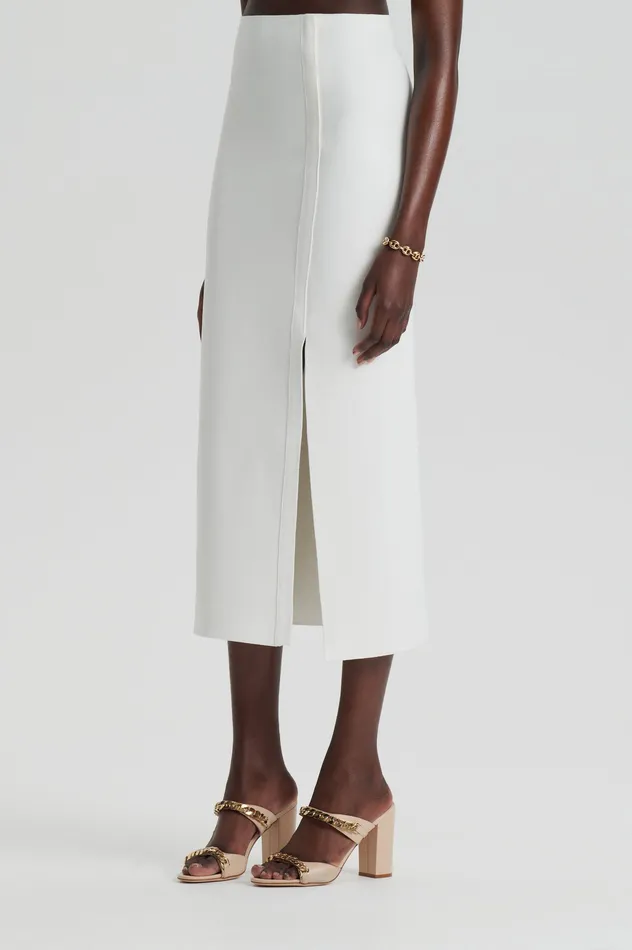 Skirts Women CREPE KNIT SPLIT SKIRT CREAM Scanlan Theodore Skirts Women CREPE KNIT SPLIT SKIRT CREAM Scanlan Theodore