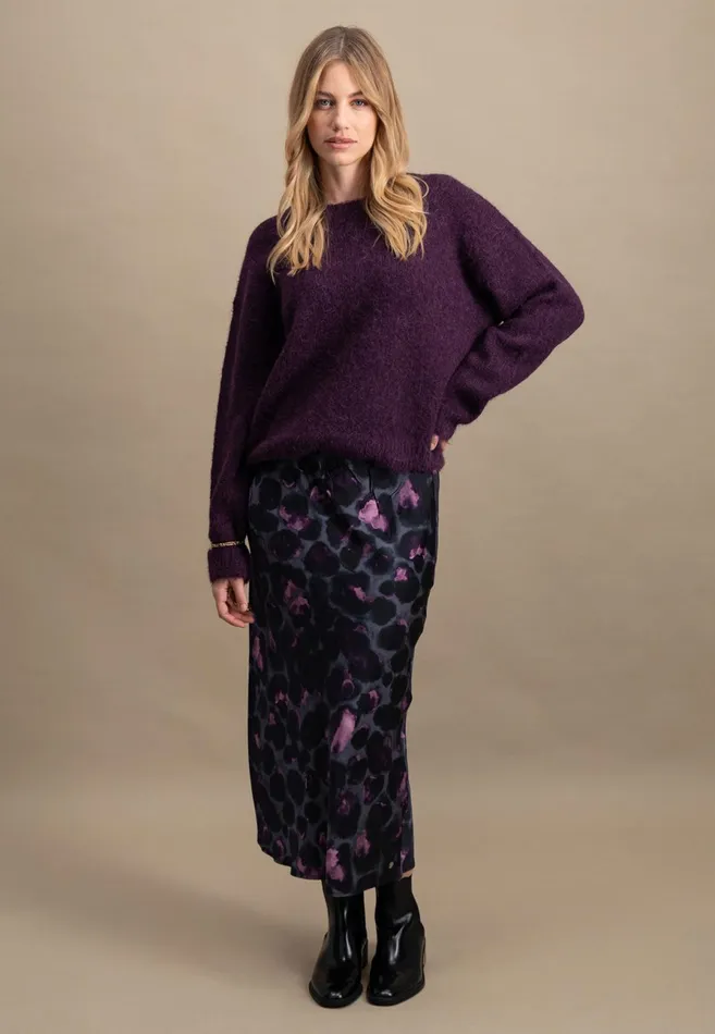 Skirts Women FYNCHHATTON Midi Satin Skirt Made Of Viscose With Leopard Pattern Mauve Rose