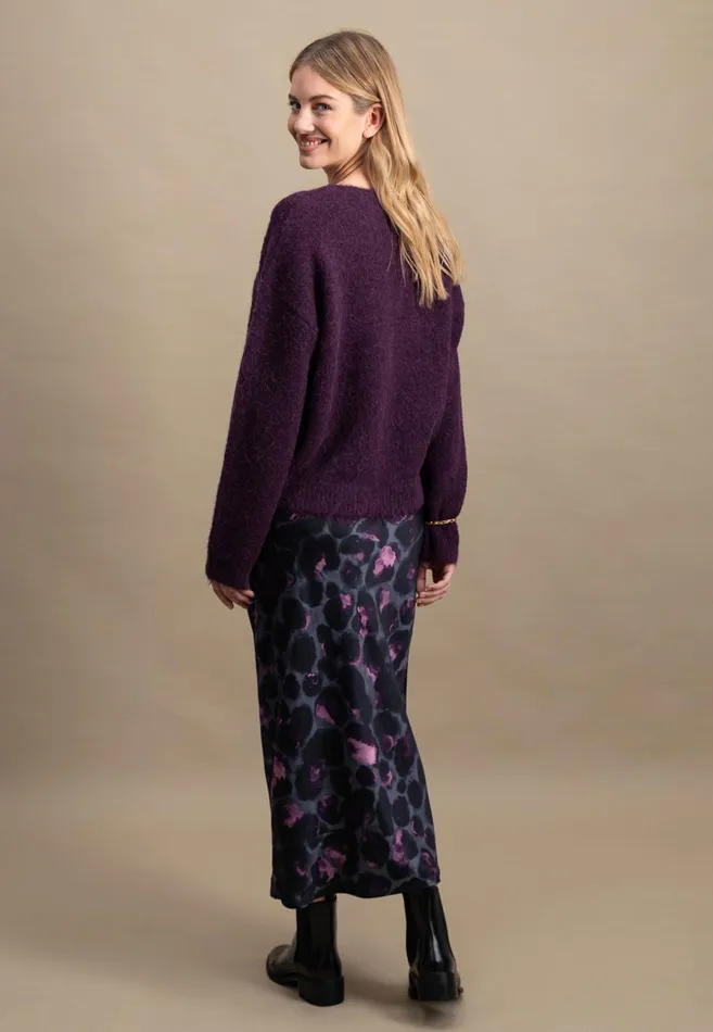 Skirts Women FYNCHHATTON Midi Satin Skirt Made Of Viscose With Leopard Pattern Mauve Rose