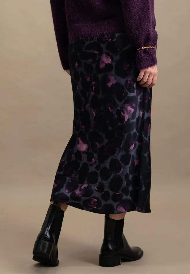 Skirts Women FYNCHHATTON Midi Satin Skirt Made Of Viscose With Leopard Pattern Mauve Rose