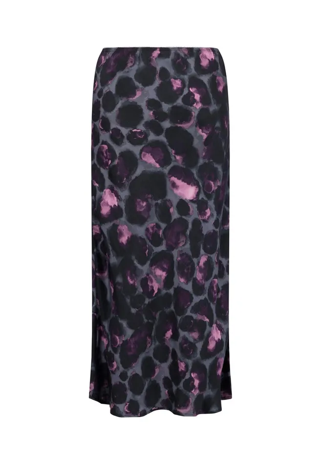 Skirts Women FYNCHHATTON Midi Satin Skirt Made Of Viscose With Leopard Pattern Mauve Rose