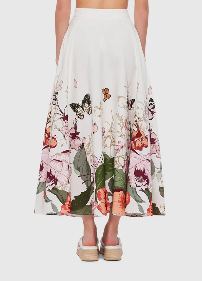 Skirts Women LEO LIN Irene Midi Skirt 8211 Lush Print in White
