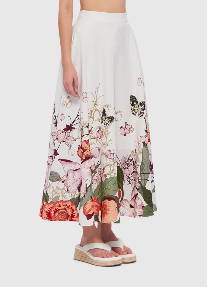 Skirts Women LEO LIN Irene Midi Skirt 8211 Lush Print in White