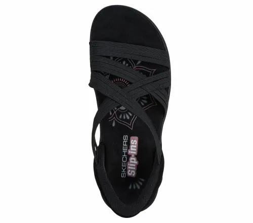Slipins Reggae Slim 8211 Simply Stretchy Black Women SKECHERS Sandals