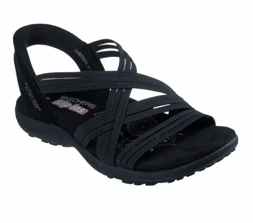 Slipins Reggae Slim 8211 Simply Stretchy Black Women SKECHERS Sandals