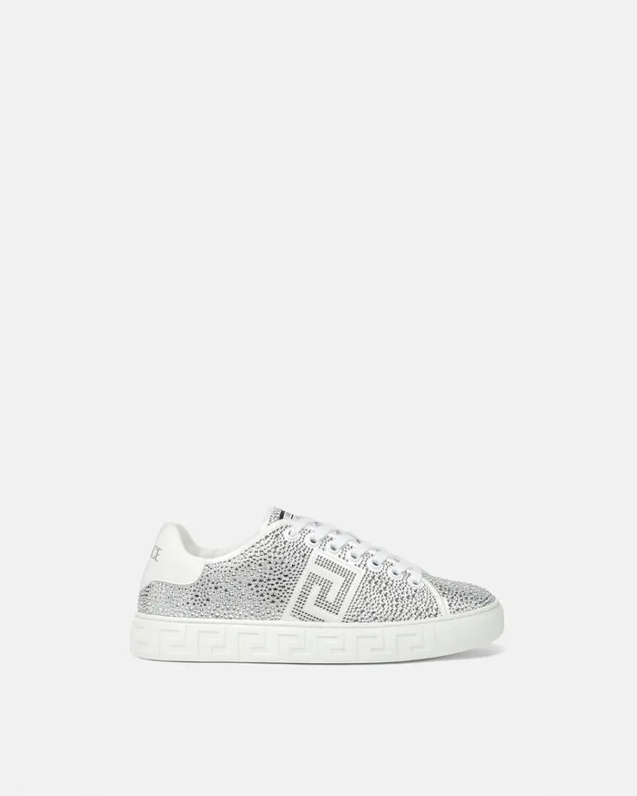 Sneakers Women Versace Crystal Greca Sneakers Blackwhite