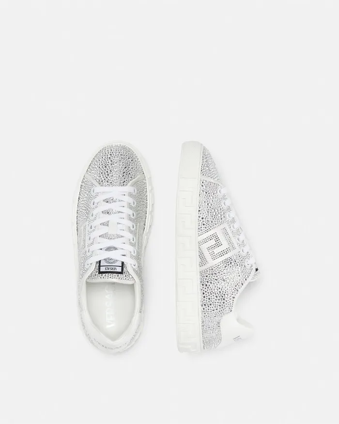 Sneakers Women Versace Crystal Greca Sneakers Blackwhite