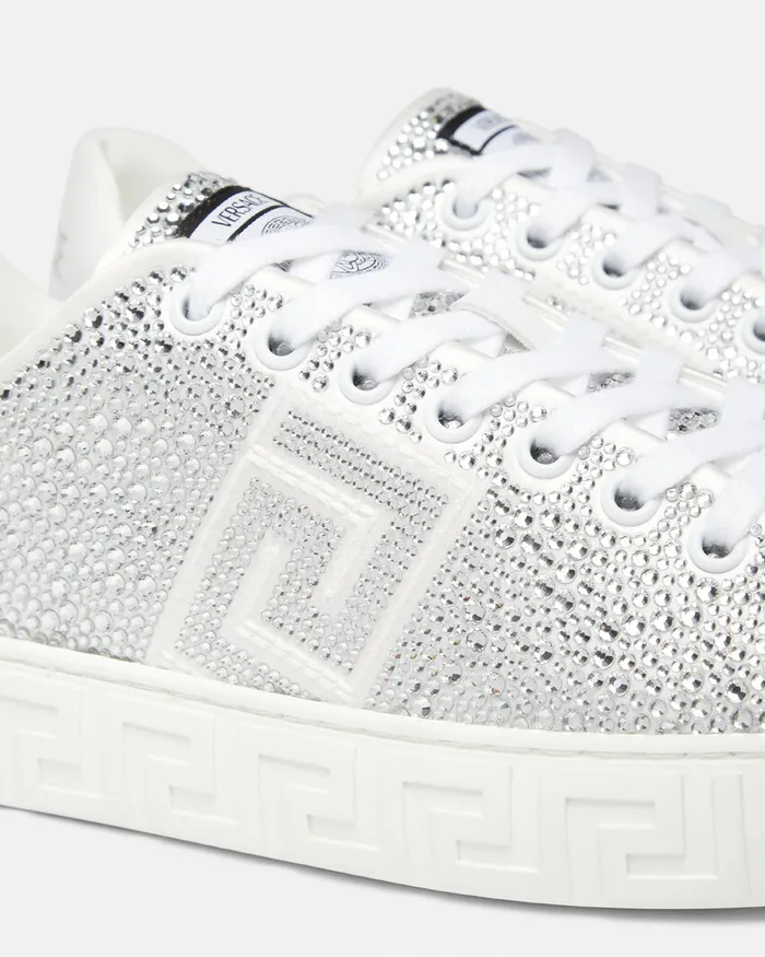 Sneakers Women Versace Crystal Greca Sneakers Blackwhite