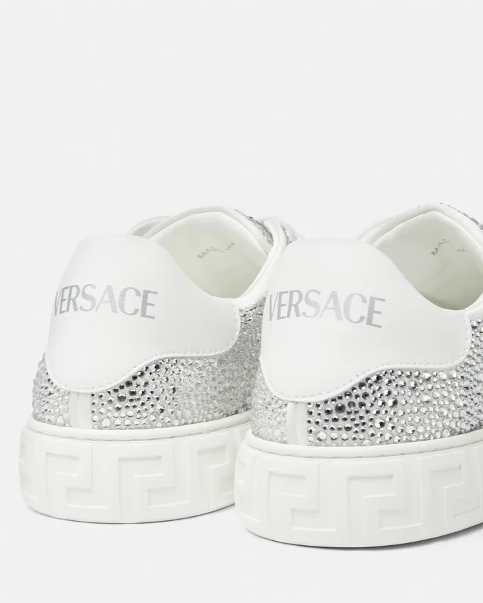 Sneakers Women Versace Crystal Greca Sneakers Blackwhite