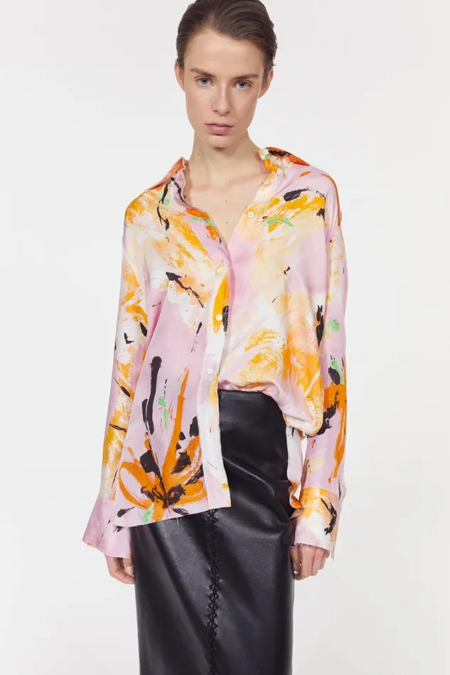 Sofia Floral Shirt Whipped Cream Saffron Women Rodebjer Shirts and Blouses