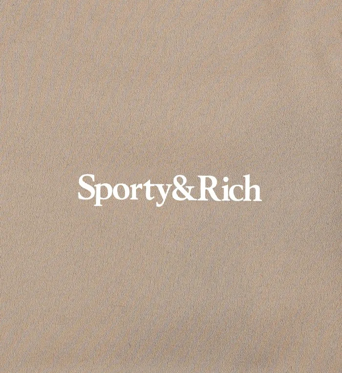 Sporty and Rich Activewear Women Serif Logo Biker Short 8211 ElephantWhite